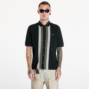 Tričko FRED PERRY Panelled Button Through Polo Shirt Night Green L